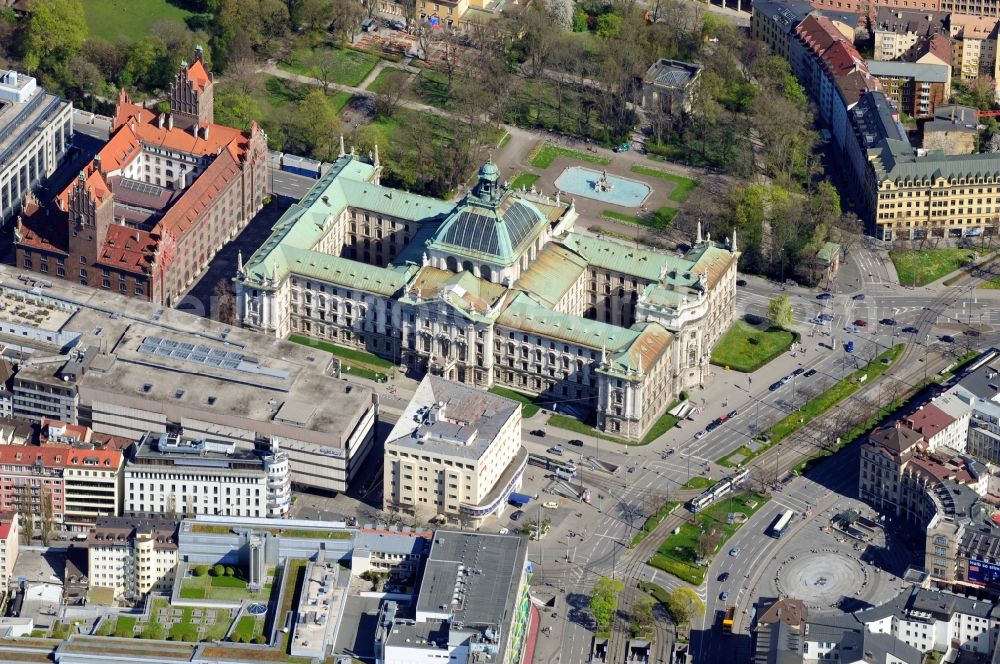 München from above - View of the Justizpalast Munich in Bavaria