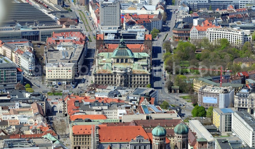 München from above - View of the Justizpalast Munich in Bavaria