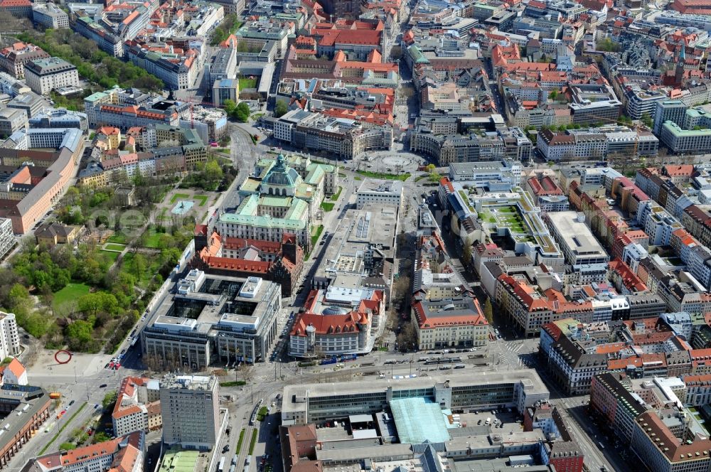 München from above - View of the Justizpalast Munich in Bavaria