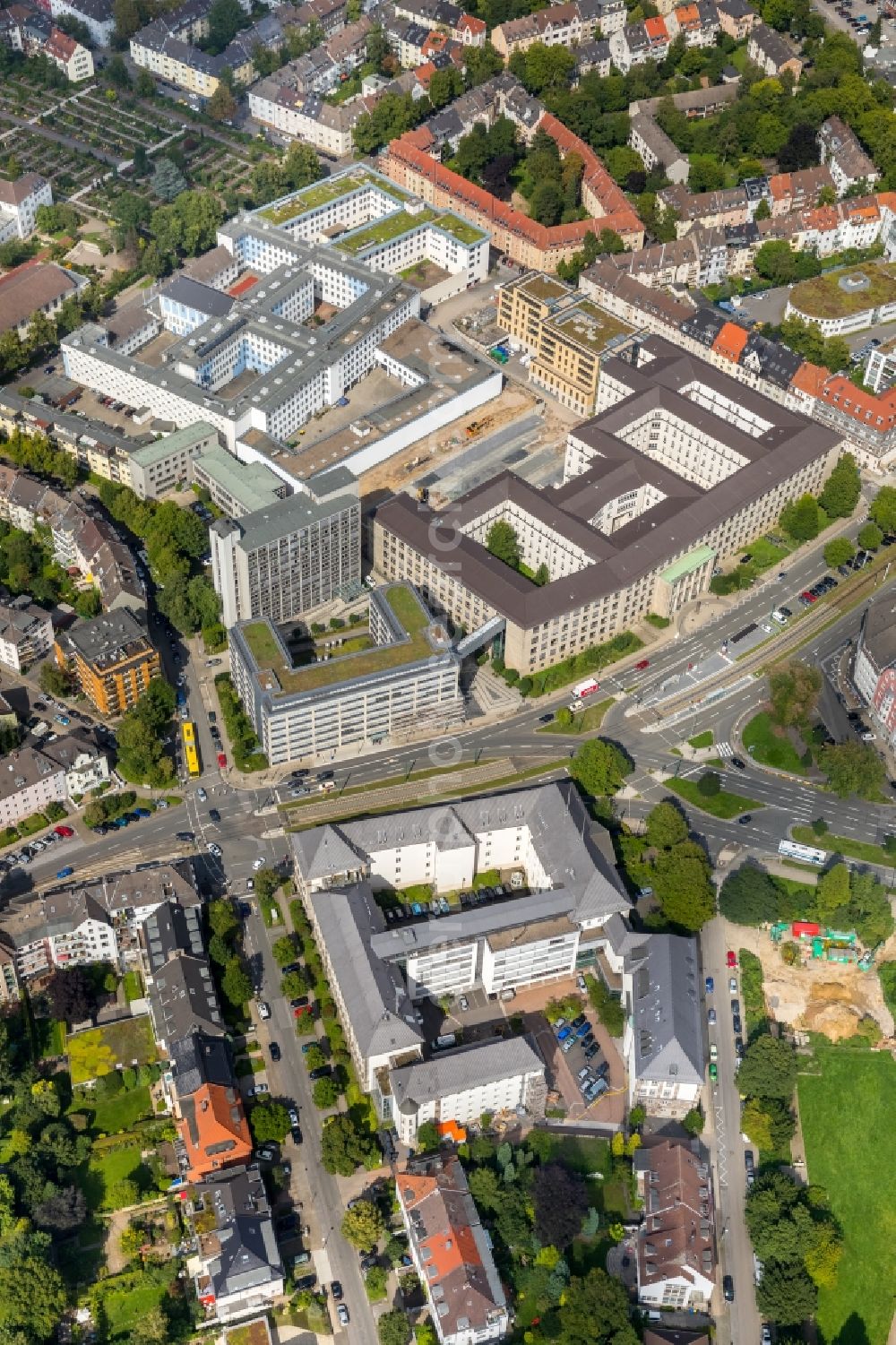 Aerial photograph Essen - Judiciary in Essen in the state North Rhine-Westphalia