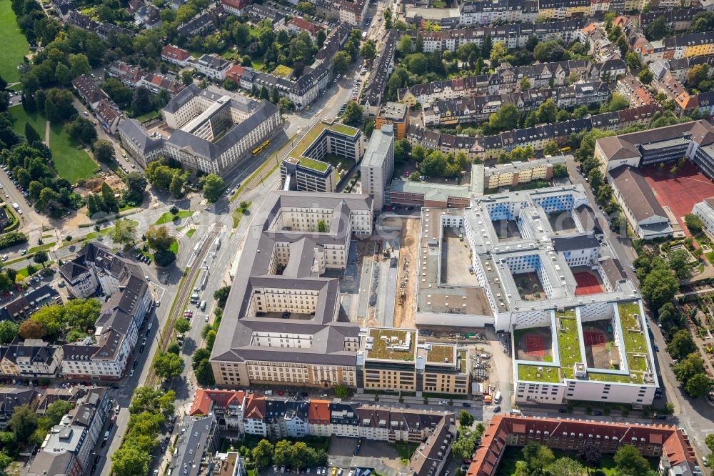 Aerial image Essen - Judiciary in Essen in the state North Rhine-Westphalia