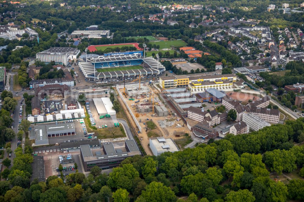 Aerial image Bochum - Social Therapeutic Institute on the site of prison premises and security fencing of the prison on Kruemmede in Bochum at Ruhrgebiet in the state North Rhine-Westphalia, Germany