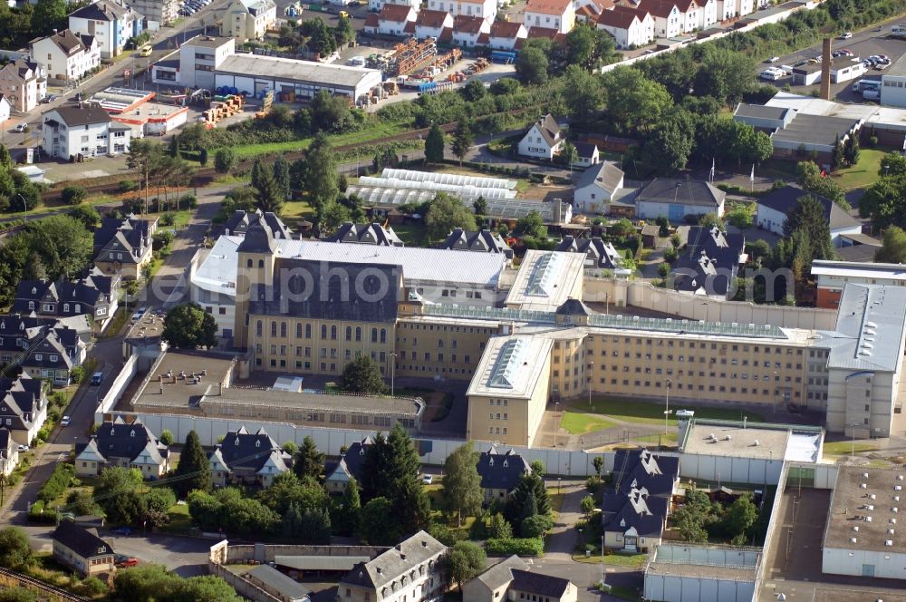 Aerial image Diez - Prison grounds and high security fence Prison Dietz in Diez in the state Rhineland-Palatinate, Germany