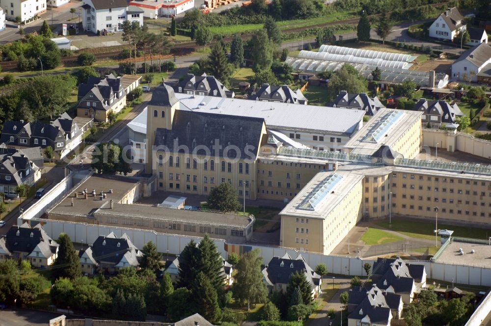 Aerial photograph Diez - Prison grounds and high security fence Prison Dietz in Diez in the state Rhineland-Palatinate, Germany