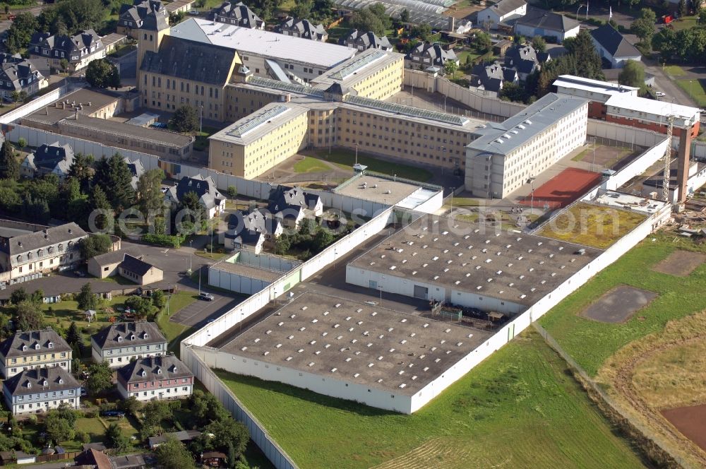 Diez from the bird's eye view: Prison grounds and high security fence Prison Dietz in Diez in the state Rhineland-Palatinate, Germany