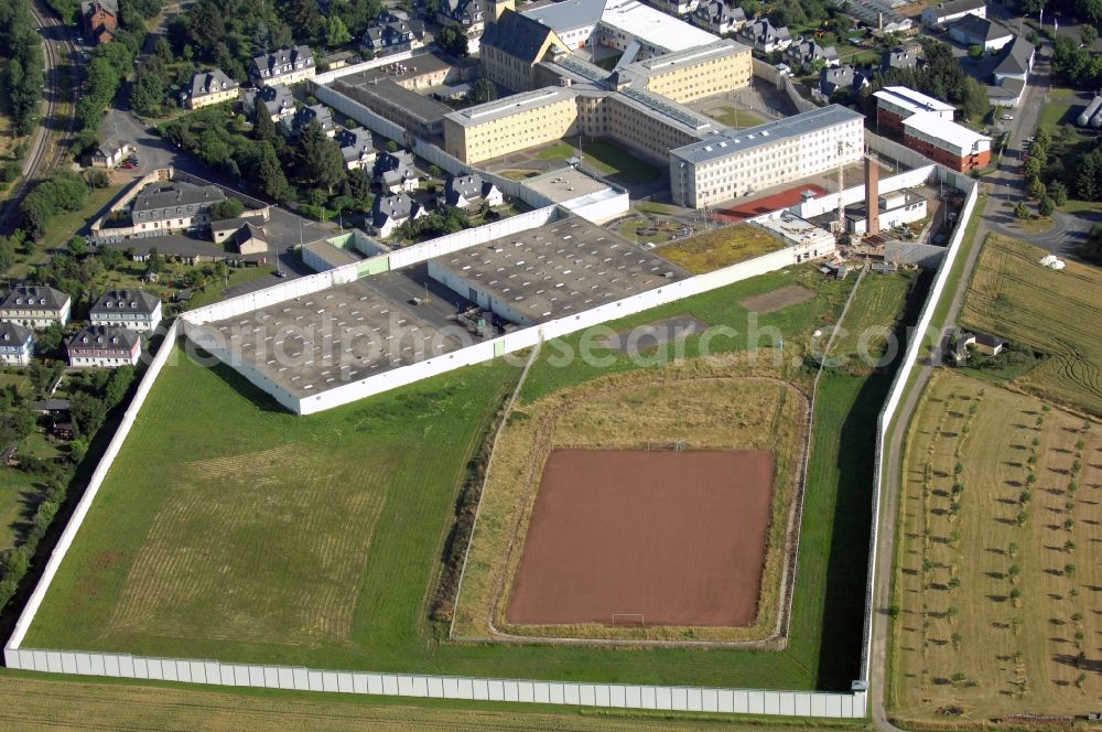 Aerial photograph Diez - Prison grounds and high security fence Prison Dietz in Diez in the state Rhineland-Palatinate, Germany