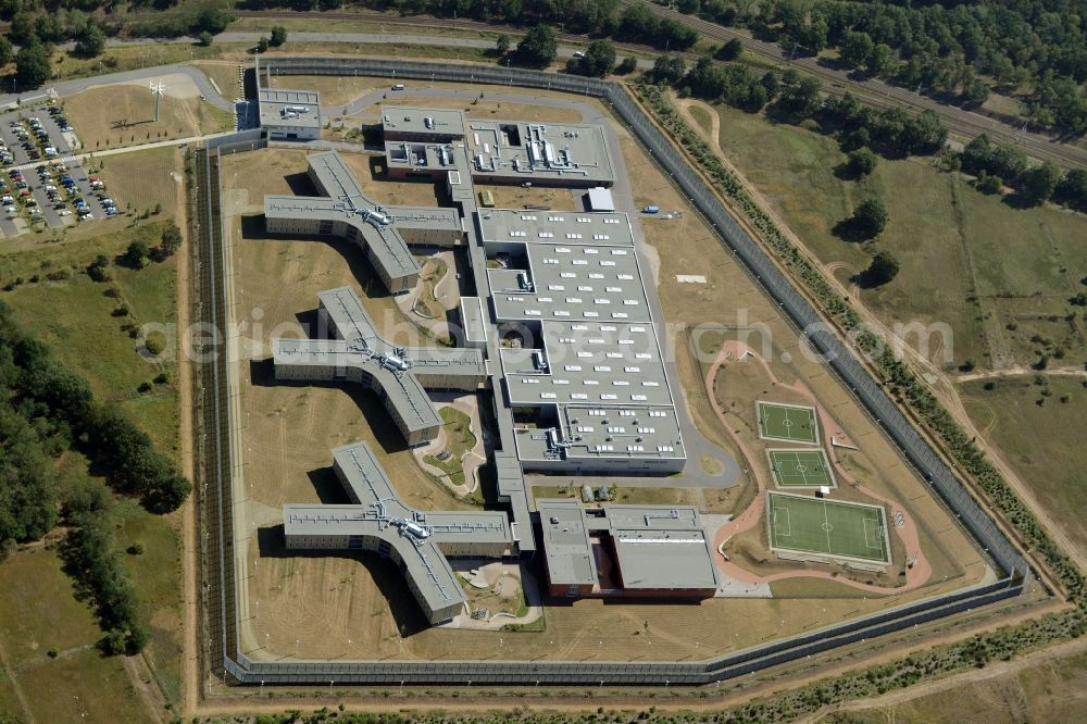 Aerial image Großbeeren - New Prison Heidering Grossbeeren in Teltow-Flaming in Brandenburg