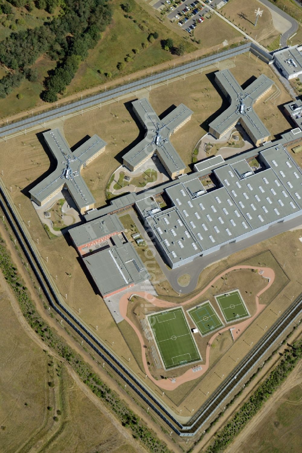 Aerial image Großbeeren - New Prison Heidering Grossbeeren in Teltow-Flaming in Brandenburg