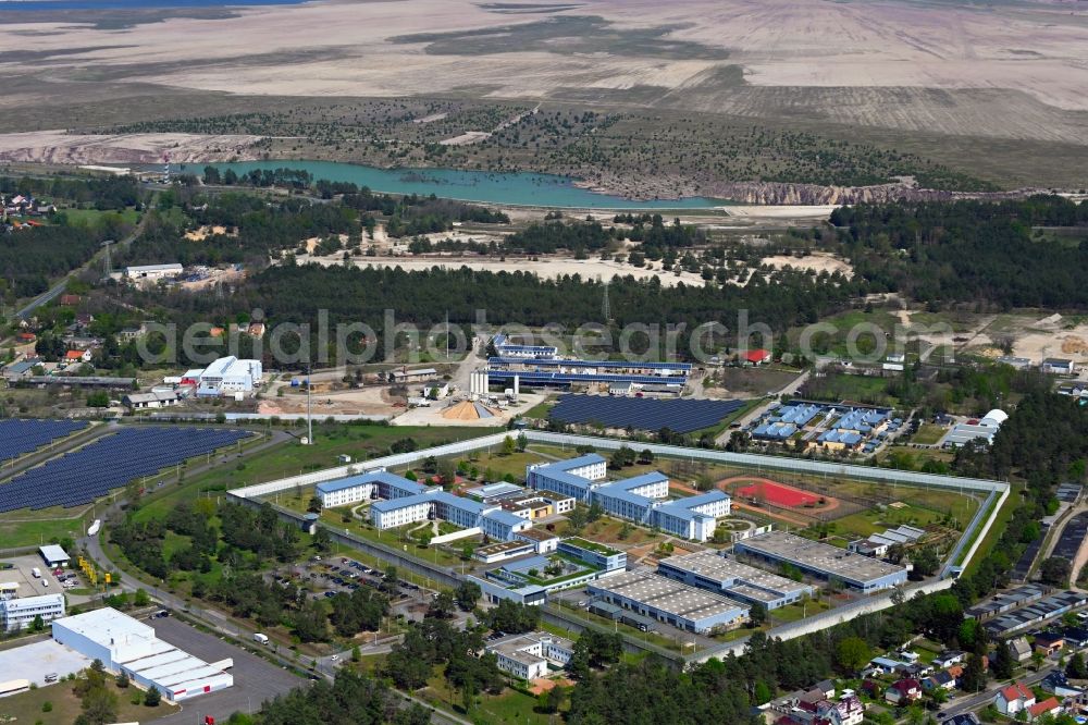 Aerial image Cottbus - Prison grounds and high security fence Prison in the district Dissenchen in Cottbus in the state Brandenburg, Germany