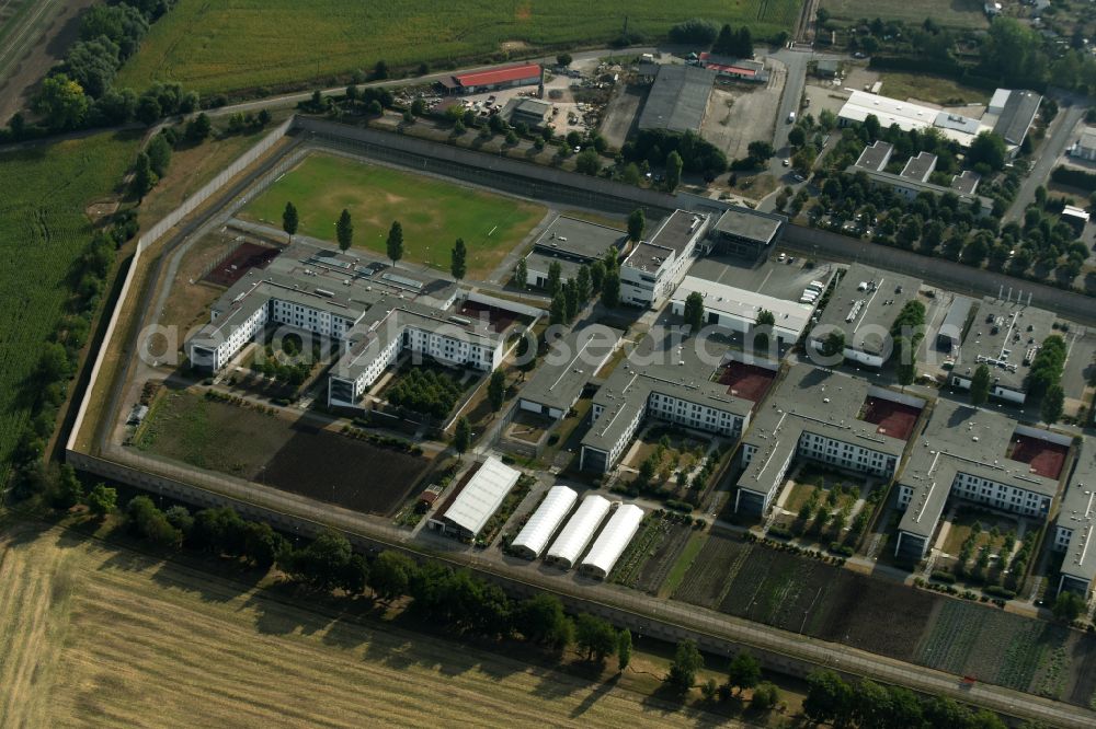 Tonna from above - Prison grounds and high security fence Prison in the district Graefentonna in Tonna in the state Thuringia, Germany