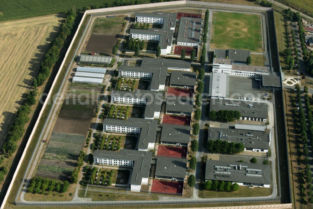 Aerial image Tonna - Prison grounds and high security fence Prison in the district Graefentonna in Tonna in the state Thuringia, Germany