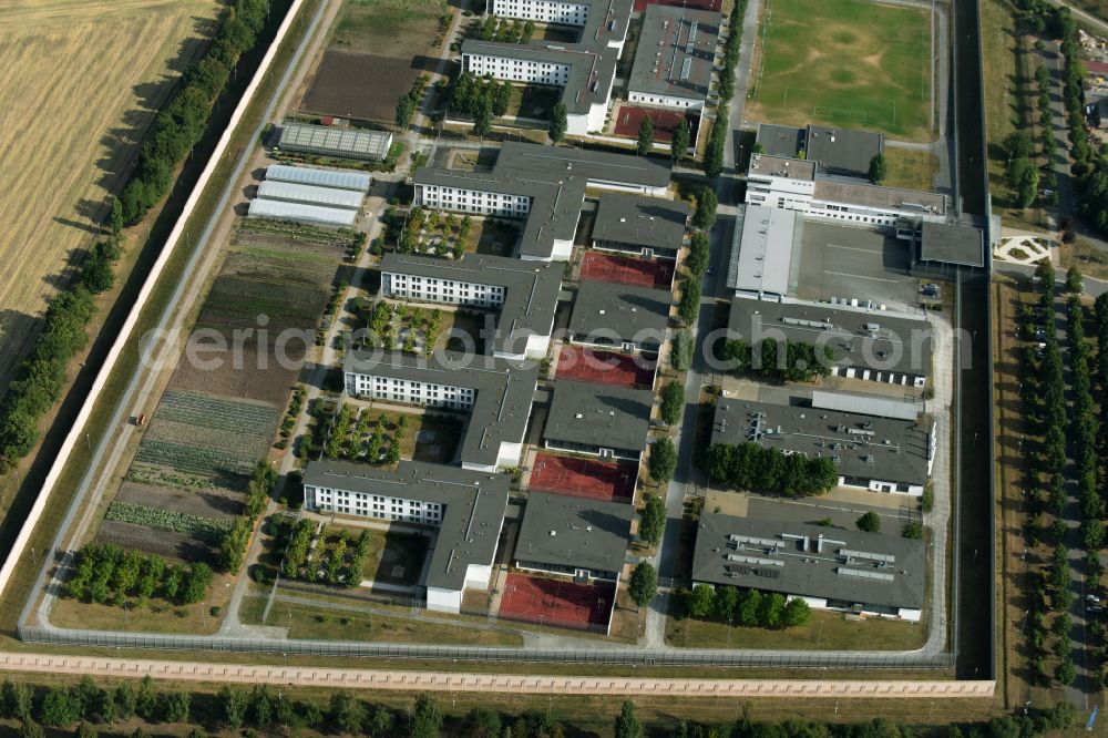 Aerial photograph Tonna - Prison grounds and high security fence Prison in the district Graefentonna in Tonna in the state Thuringia, Germany