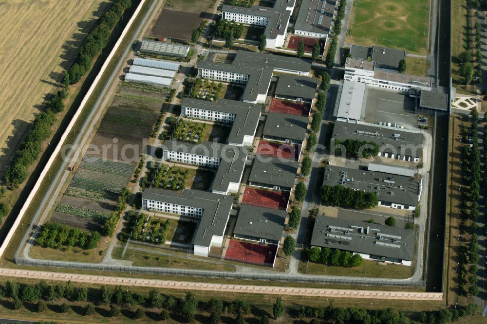 Tonna from above - Prison grounds and high security fence Prison in the district Graefentonna in Tonna in the state Thuringia, Germany