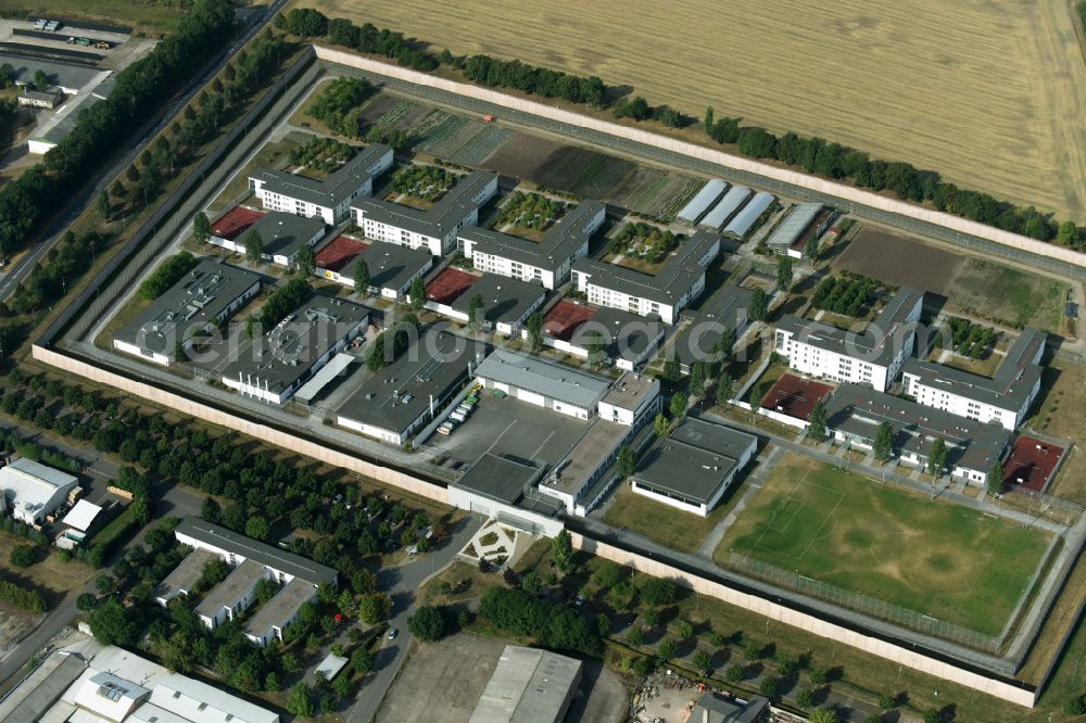 Tonna from above - Prison grounds and high security fence Prison in the district Graefentonna in Tonna in the state Thuringia, Germany