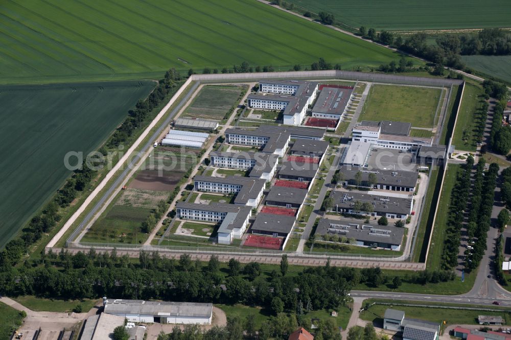 Aerial photograph Tonna - Prison grounds and high security fence Prison in the district Graefentonna in Tonna in the state Thuringia, Germany