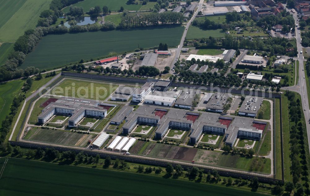 Tonna from above - Prison grounds and high security fence Prison in the district Graefentonna in Tonna in the state Thuringia, Germany