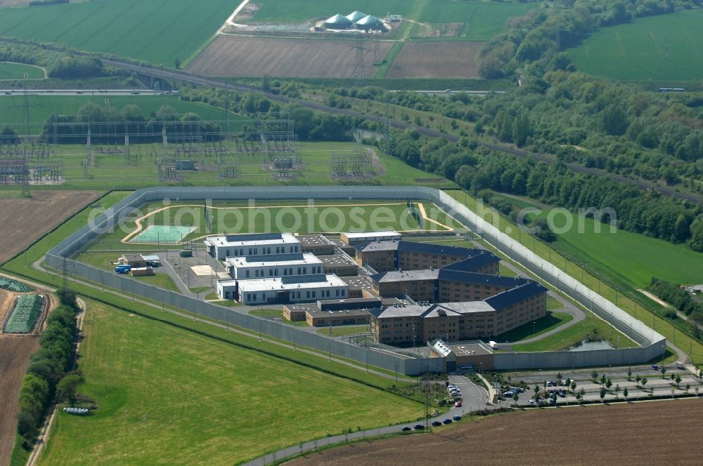 Aerial photograph Rosdorf - Prison grounds and high security fence Prison Am grossen Sieke in the district Grone in Rosdorf in the state Lower Saxony, Germany