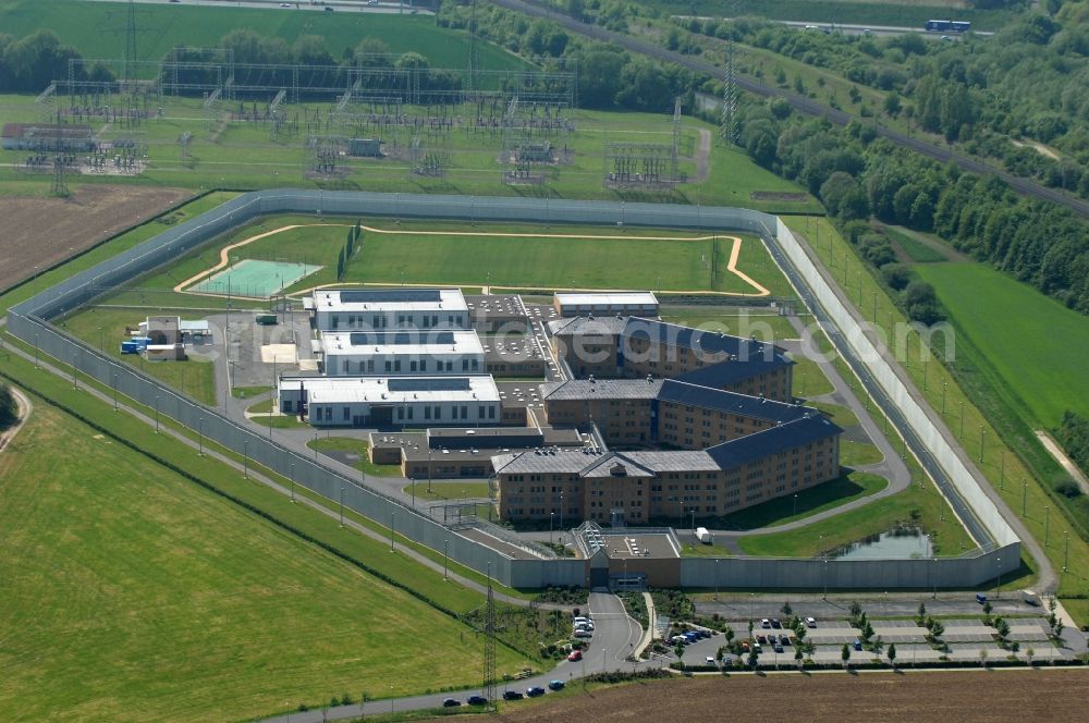 Rosdorf from the bird's eye view: Prison grounds and high security fence Prison Am grossen Sieke in the district Grone in Rosdorf in the state Lower Saxony, Germany