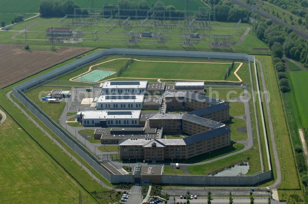 Aerial image Rosdorf - Prison grounds and high security fence Prison Am grossen Sieke in the district Grone in Rosdorf in the state Lower Saxony, Germany