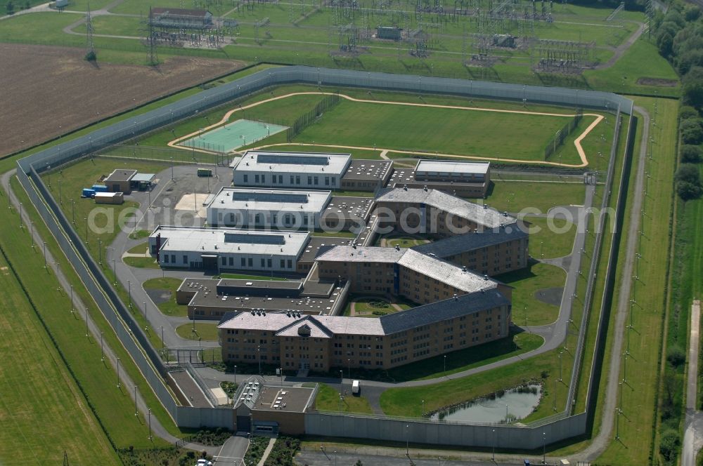 Aerial photograph Rosdorf - Prison grounds and high security fence Prison Am grossen Sieke in the district Grone in Rosdorf in the state Lower Saxony, Germany