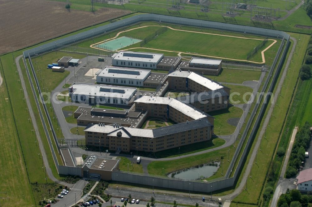 Rosdorf from above - Prison grounds and high security fence Prison Am grossen Sieke in the district Grone in Rosdorf in the state Lower Saxony, Germany