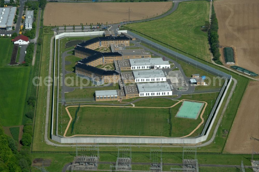 Rosdorf from above - Prison grounds and high security fence Prison Am grossen Sieke in the district Grone in Rosdorf in the state Lower Saxony, Germany