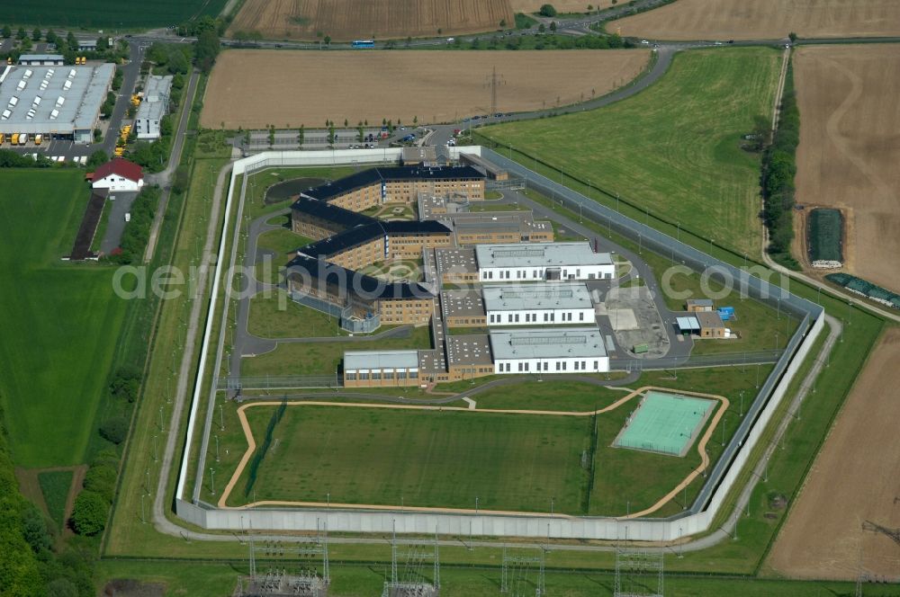 Rosdorf from the bird's eye view: Prison grounds and high security fence Prison Am grossen Sieke in the district Grone in Rosdorf in the state Lower Saxony, Germany