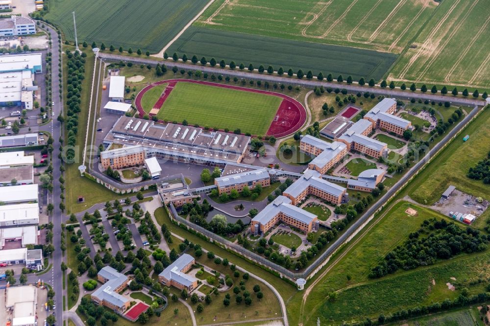 Aerial photograph Würzburg - Prison grounds and high security fence Prison in the district Lengfeld in Wuerzburg in the state Bavaria, Germany