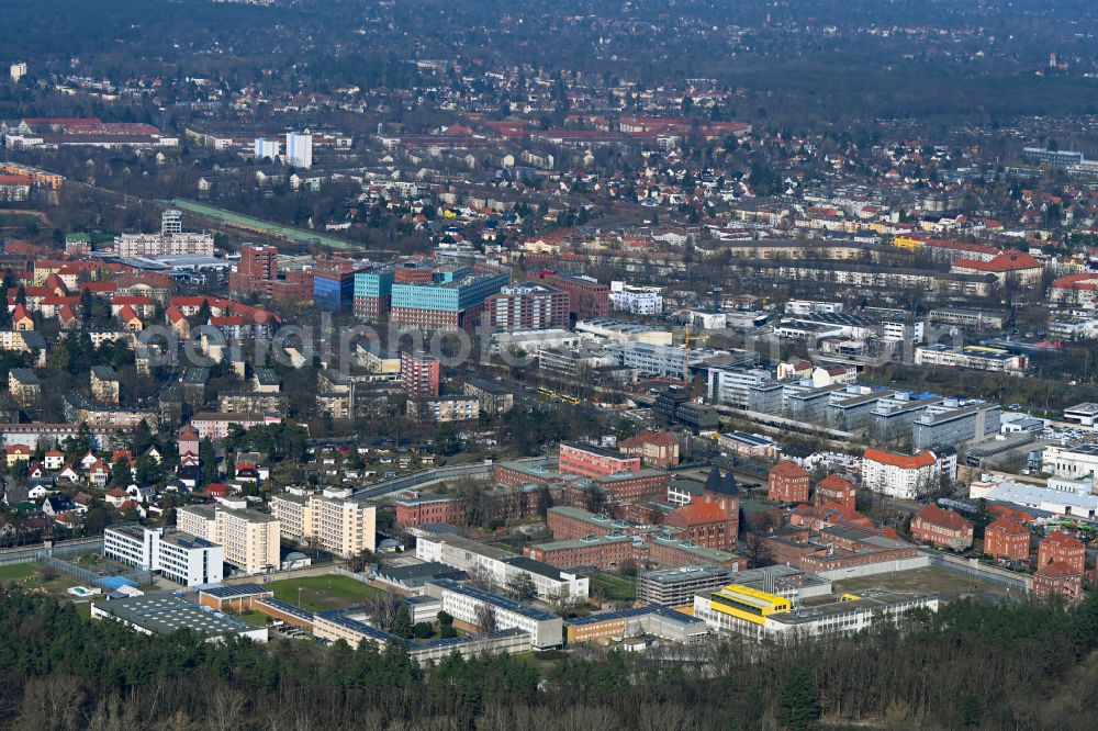 Berlin from above - Prison grounds and high security fence Prison Tegel on Seidelstrasse in the district Reinickendorf in Berlin, Germany