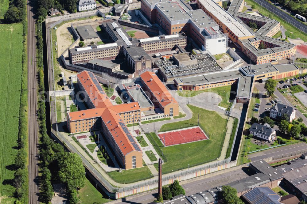 Anrath from above - Prison grounds and high security fence Prison Willich in Anrath in the state North Rhine-Westphalia, Germany