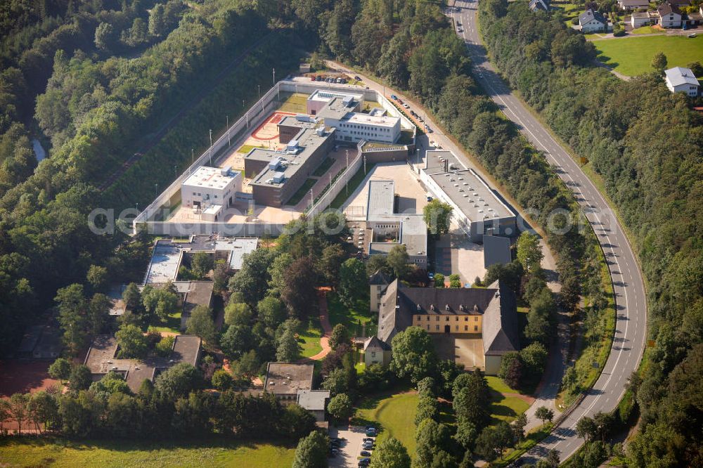 Attendorn from above - Blick auf die JVA Justizvollzugsanstalt Attendorn am Biggeweg. Prison Attendorn in North Rhine-Westphalia.