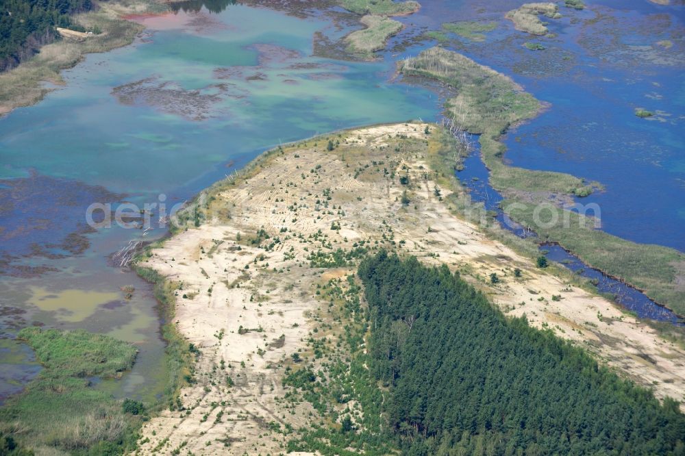 Schwarzheide from the bird's eye view: View of Kabelbaggerteich in Schwarzheide in Brandenburg