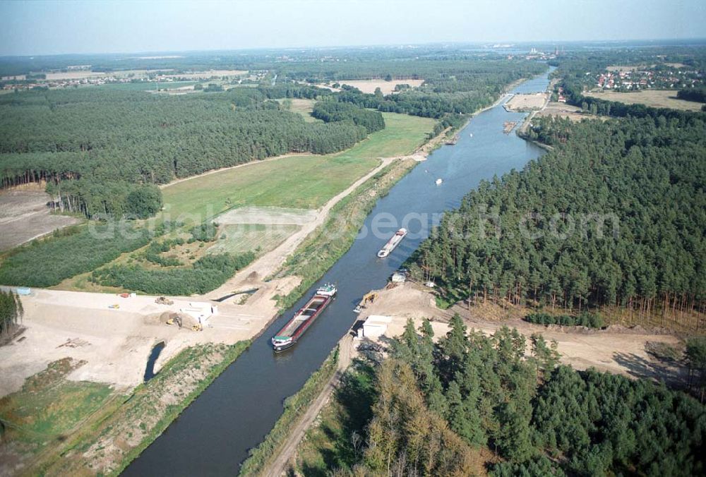 Aerial image Genthin - Blick auf die Baustelle der Kader Brücke östlich von Genthin