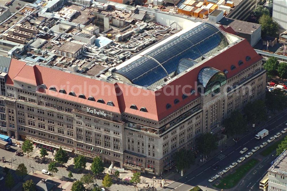 Aerial image Berlin - Charlottenburg - KaDeWe am Kurfürstendamm