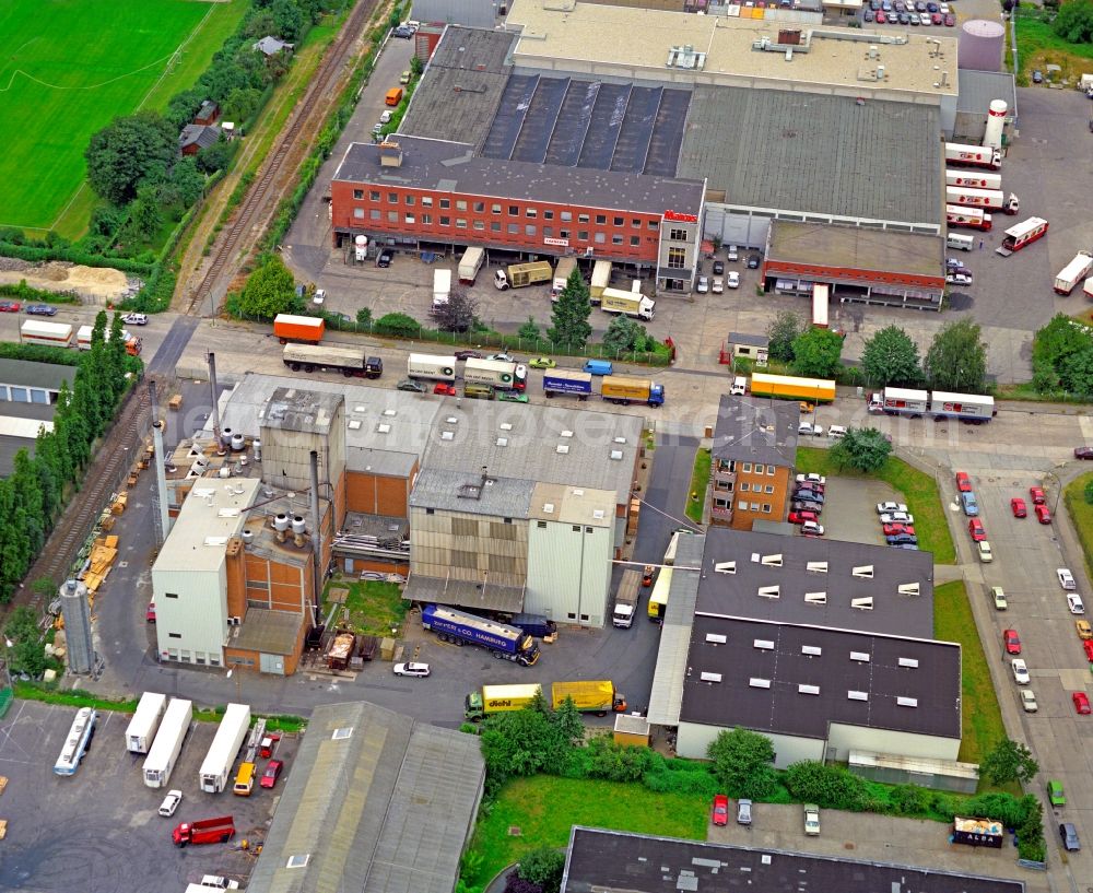 Berlin from above - Buildings and production halls on the factory premises of the coffee roasting Alois Dallmayr KG in the district Neukoelln in Berlin, Germany