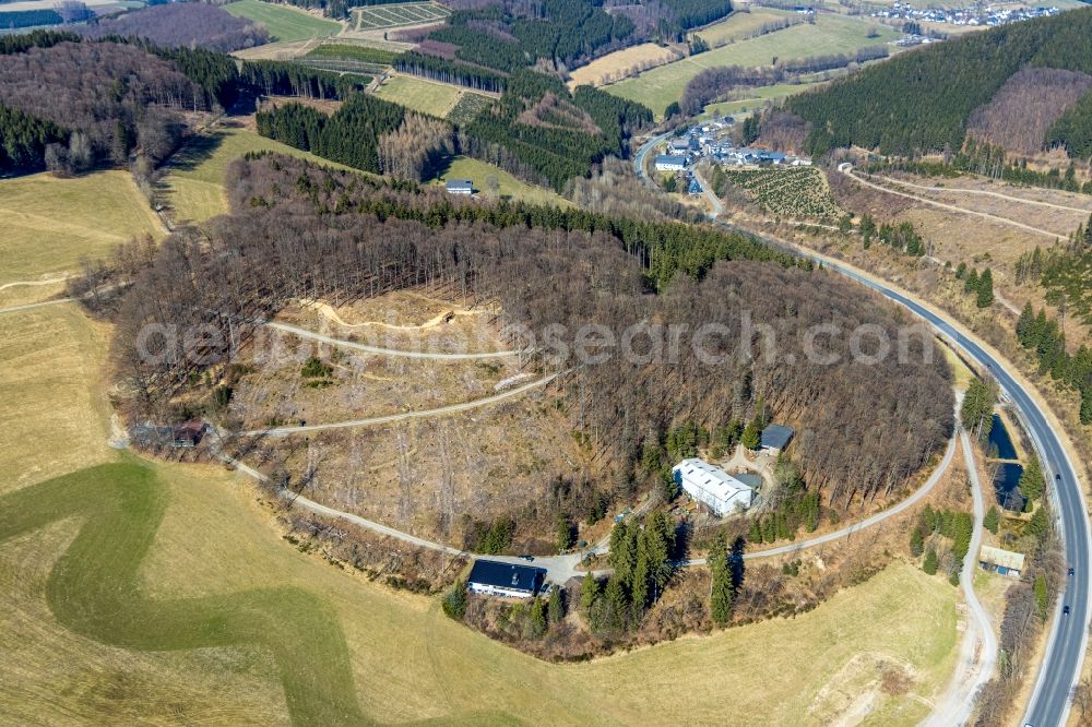 Aerial photograph Schmallenberg - Bald area of a cleared forest beim Ski and Freizeitgebiet Hohe Lied in the district Gellinghausen in Schmallenberg at Sauerland in the state North Rhine-Westphalia, Germany