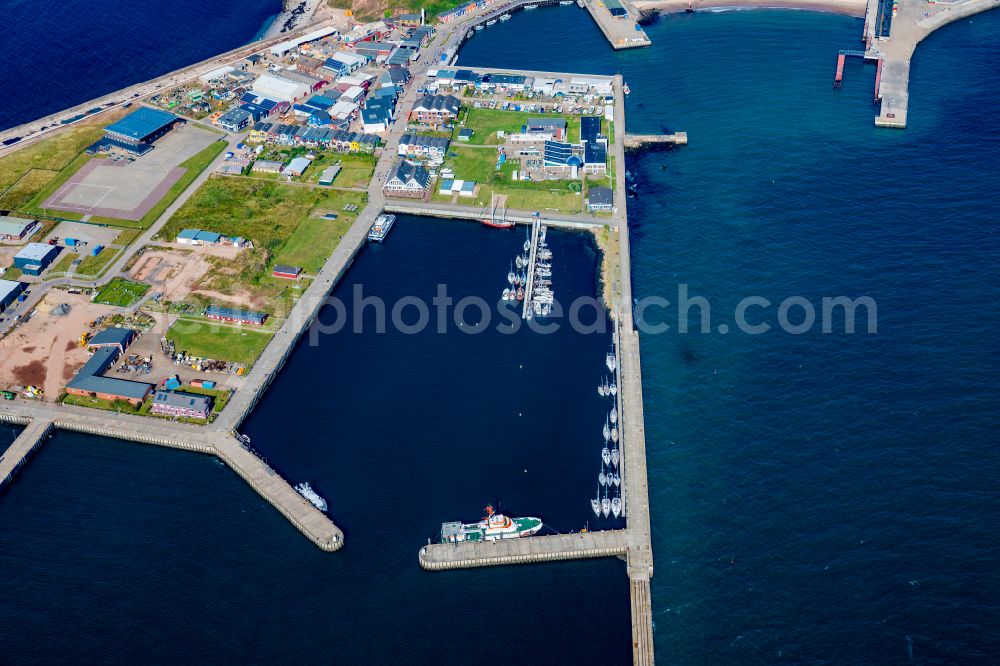 Aerial image Helgoland - Ship moorings at the inland harbor basin on the banks of Suedhafen on street Nordkaje Suedhafen in Helgoland in the state Schleswig-Holstein, Germany