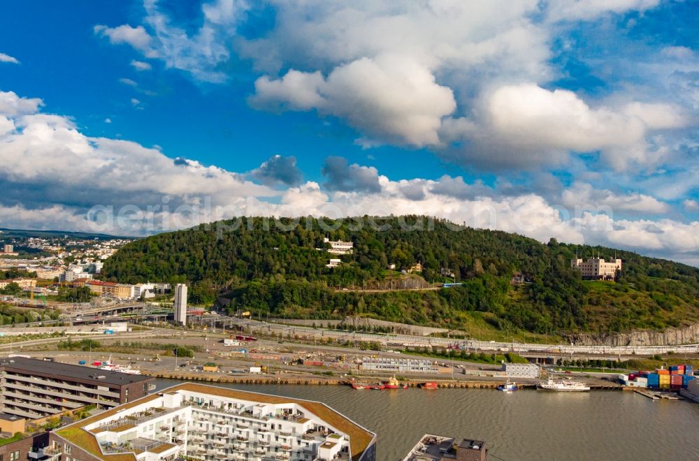 Aerial photograph Oslo - Ship moorings at the harbor basin on the banks of the in Oslo in Norway