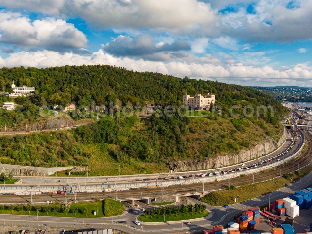 Aerial photograph Oslo - Ship moorings at the harbor basin on the banks of the in Oslo in Norway