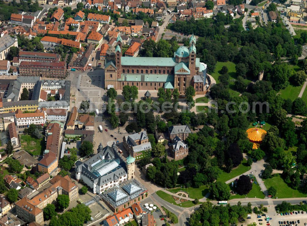 Speyer from above - View of the Cathedral of Speyer The Emperor and St. Marys Cathedral of Speyer is the largest remaining Romanesque church in the world