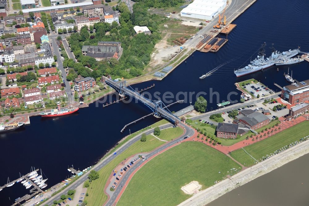 Wilhelmshaven from above - Kaiser-Wilhelm-Brücke in Wilhelmshaven in Lower Saxony