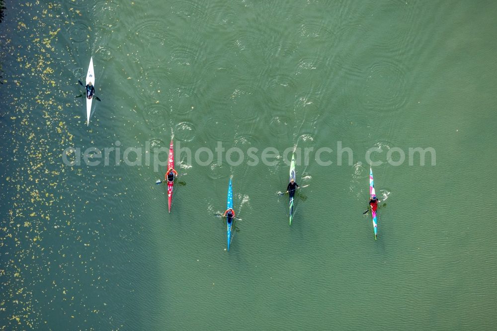 Aerial photograph Hamm - Kayaker - ride and training in the district Heessen in Hamm at Ruhrgebiet in the state North Rhine-Westphalia, Germany