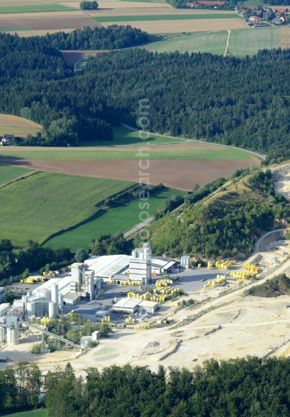 Aerial image Painten - Site and tailings area of the chalk mining Kalkwerk Rygol GmbH & Co. KG in Painten in the state Bavaria