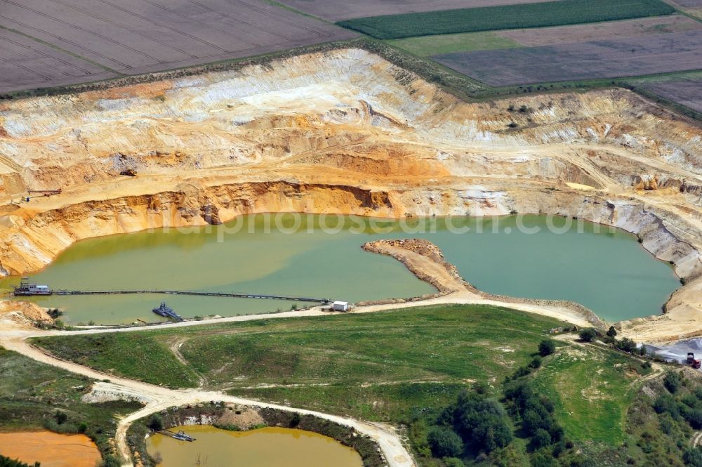 Butzbach from above - Calcareous sandstone exploitation plant in Butzbach in the state Hesse