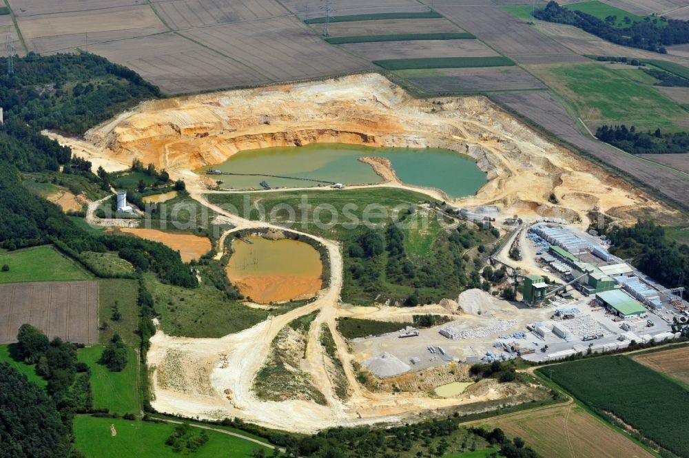 Aerial photograph Butzbach - Calcareous sandstone exploitation plant in Butzbach in the state Hesse