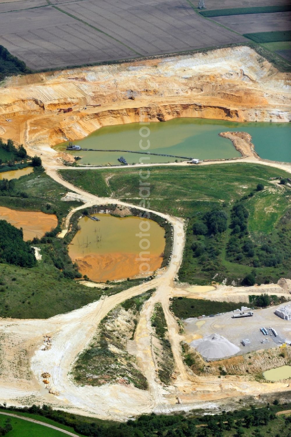 Butzbach from above - Calcareous sandstone exploitation plant in Butzbach in the state Hesse