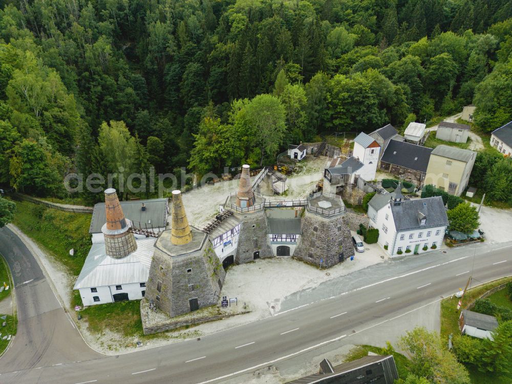 Pockau-Lengefeld from above - The Lengefeld lime works was a lime mine southwest of the Saxon town of Pockau-Lengefeld in the Ore Mountains in Pockau-Lengefeld in the state of Saxony, Germany