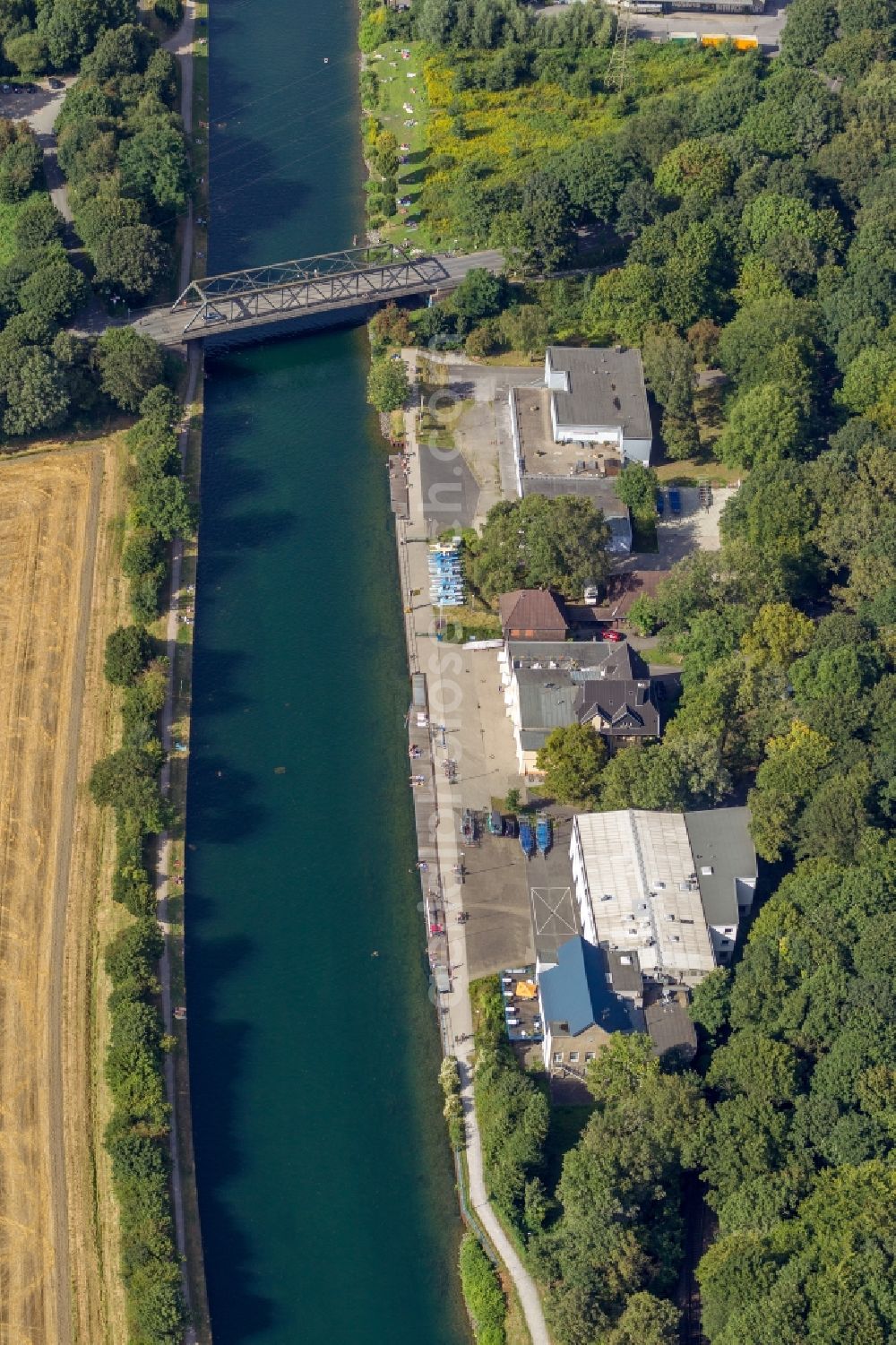 Dortmund from above - View of the canal bridge across the Dortmund-Ems-Canal in Dortmund in the state North Rhine-Westphalia