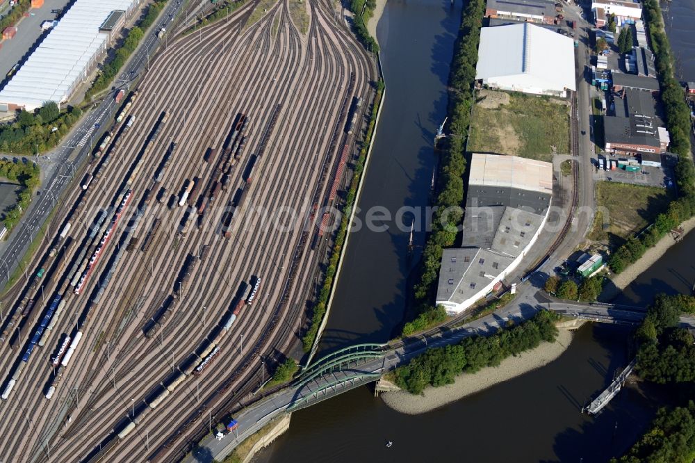 Hamburg from the bird's eye view: Canel bridge Veddel in Hamburg-Mitte / Kleiner Grasbrook. A project of the Hamburg Port Authority HPA