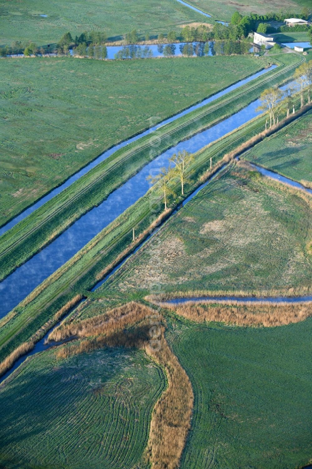 Aerial photograph Dreetz - Course of the canal and bank areas of the Old Rhinkanal in Dreetz in the federal state Brandenburg, Germany